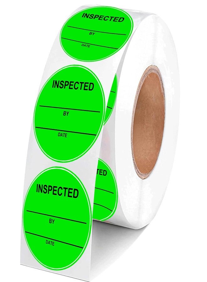 wootile 1000 Pcs Circle Inventory Labels QC Passed 2" Quality Control Inspected by Inventory Stickers Fluorescent Green Label Writable Handling for Shipping Control Organization - Image 1